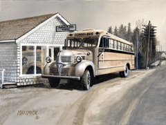 Robert Ash’s first schoolbus at Royston B.C. 1948 circa.